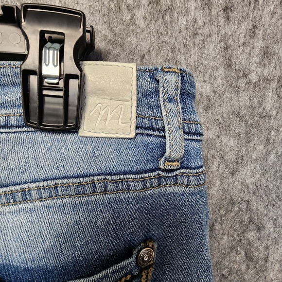 Maurices Distressed Patched Ankle Jeans Womens Size 9/10 Regular Blue Stretch - Picture 8 of 12